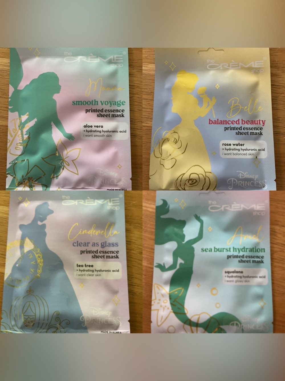 Disney Princess X The Creme Shop Masks set of 4 limited edition